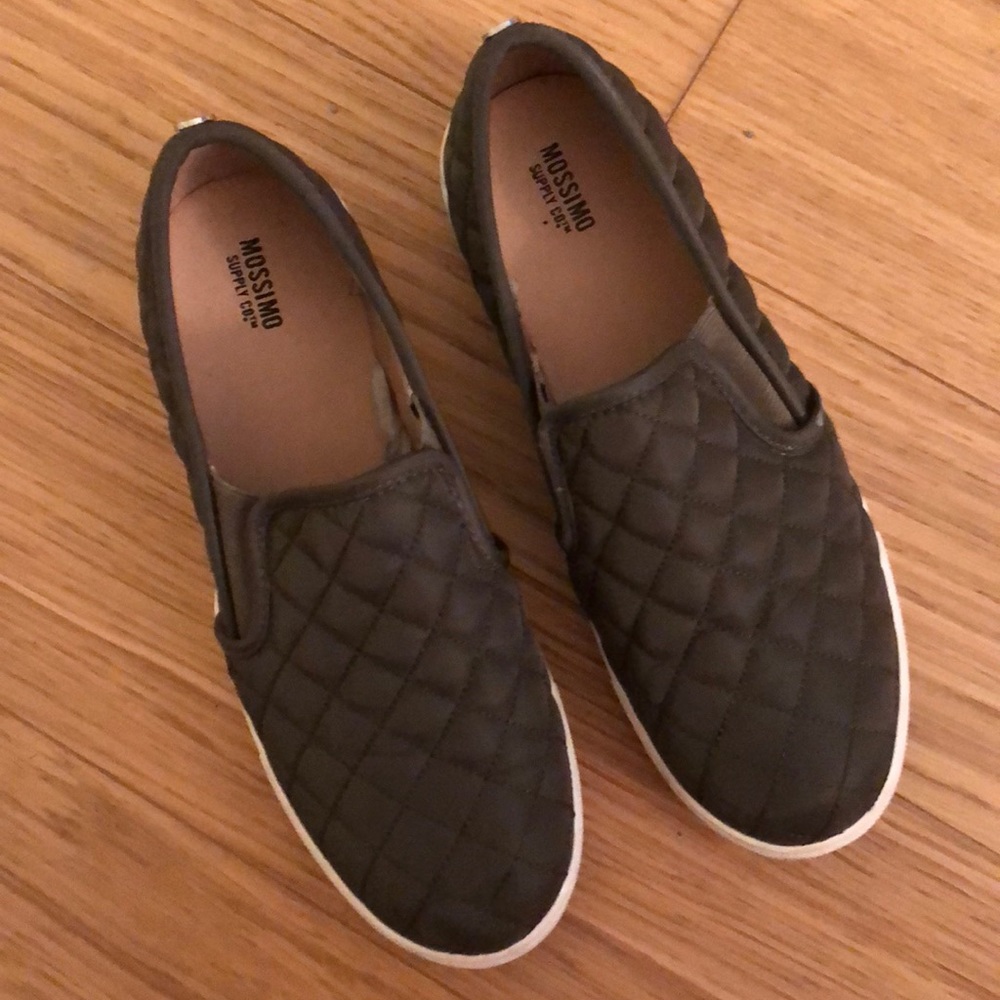 Dark green slip ons